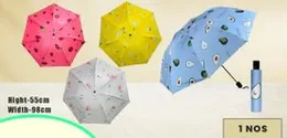 mini travel umbrellas with various fruit patterns, including watermelon, lemon, and avocado designs.