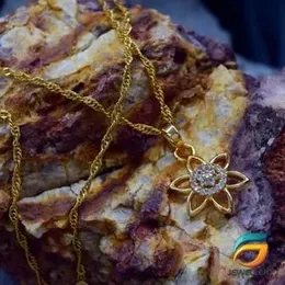 Gold Plated Guaranteed 18/24 inch Karali / Disco Chain with Flower Pendant With Stone Necklace for Ladies.