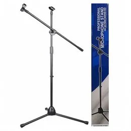 Collapsible Tripod Boom Mic Microphone Stands with 2 Mic Clip Holders