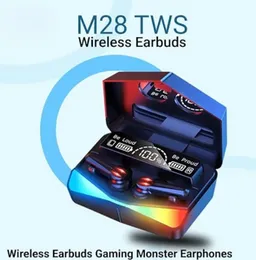M28 TWS Wireless Earbuds Bluetooth 5.3 – Touch Control Earphones with Mic, Mirror LED Display & HD Stereo Sound