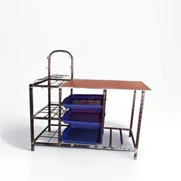 Gas Cooker Stove Table Stand Kitchen Organizer Rack with Plate Rack – Compact and Durable Storage for Kitchen and Outdoor Use