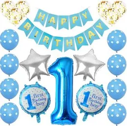 Birthday Decoration Balloon set Blue First Birthday Boy With Banner