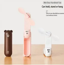 3 in 1 Hand-Held Bear Fan Portable Mini USB Rechargeable Foldable Desk Fan for Students and Home Use