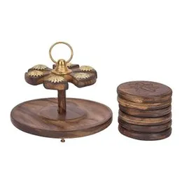 Kesha Woodkraft Handmade Mango Wood Coaster Set in Antique Design for Hot & Cold Tea/Coffee/Drinks/Beer Cans/Coffee Mugs – Tabletop Protection