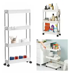 4 Tier Storage Kitchen Organizer Shelf Bathroom Book Home Toilet Rack Plastic Stand Dining Side