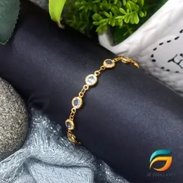 Gold plated Stylish Design 05mm White Stone Bracelet For Women.