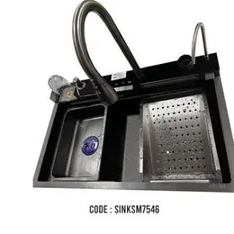 SS304 SMART WATERFALL SINK BLACK TEMPERED GLASS