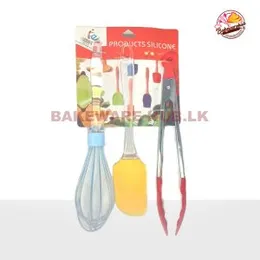Kitchen Tool Set – 3-Piece Silicone | Food Tong, Spatula & Whisk | Heat-Resistant & Durable