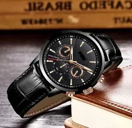 LIGE Leather Strap Men's watches