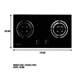 2 BURNER GLASS GAS COOKER ROUND EURO HS-27003