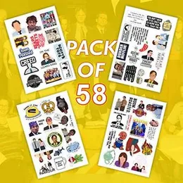 CodersParadise Pack of 58 Office Laptop Sticker - TV Show Stickers for Laptop, Journal, Bike Helmet, Diary, Guitar, Mobile - Waterproof Residue Free