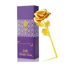 MASATTA Golden Rose Flower (24k Gold Plated Artificial) with Gift Box and Carry Bag (Golden Rose)