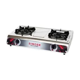 Singer NA702ASM Double Burner Gas Cooker – Stainless Steel | Auto Ignition | Table Top