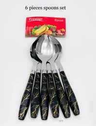 Stainless Steel Premium Table Spoon Set of 6 Pieces. Plastic Handle