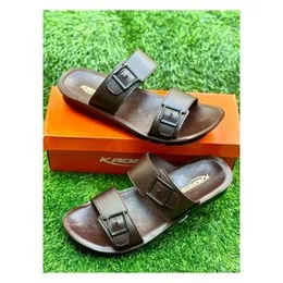 Men High quality Pu Slippers Brown