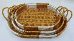 oval shape cane basket 3pcs