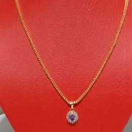 2.2MM fox chain with purple colour stone  pendant.