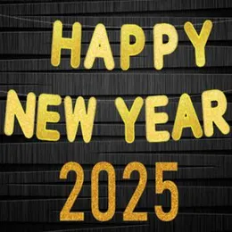 Happy New Year 2025 Cardboard Gala Bunting Letter Banners