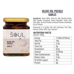 Soul Garlic Pickle in Olive Oil 275 Grams - A Flavorful Blend of Garlic Infused in Premium Olive Oil