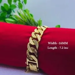 Gold Plated 16MM Bracelet Guarantee Fashion Fashionable and Stylish Smart Design for Men.