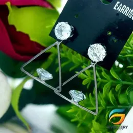 Black Silver Plated Pyramid Obsidian Crystal Design With Small diamond  For Women.