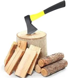 Axe Fiberglass Body Rubberized Handle Wood Cutting Axe, Camping Axe.
