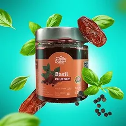 hilly Date Basil Chutney Sauce - Aromatic and Sweetened with Fresh Local Dates, Perfect for Spreads and Dips, Versatile Hummus & Spread, Enhance Y