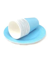 Plain Designed Multi Colour 200ml Paper Cups (10) Paper Plates (10) Birthday Party Decorations Colourful