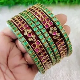 clip stone Handmade bangle green and  maroon
