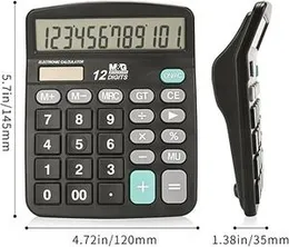 Office Desk Calculator – 12-Digit Large Display with Dual Power (Battery + Solar), Big Recessed Buttons – Perfect for Home, School, or Work