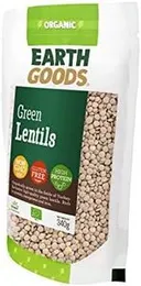 Earth Goods organic green lentils, non-gmo, gluten-free, high protein340g FROM INDIA (SAM)