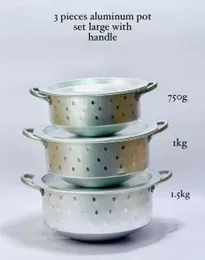 Aluminum Pot Set Large With Handle – 3 Pcs | 750g, 1kg, 1.5kg