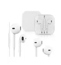 Wired Earphones with Mic – 3.5mm Jack | Volume Control | White In-Ear Design