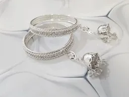 2Pcs Rainbow Stone Silver Bangles – Elegant Design | Sizes 2.4, 2.6, 2.8 | ✨New Stock✨