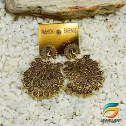 Gold Plated Peacock Metal Dangle Earrings With White pearl metal  for Women.