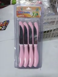 Stainless Steel 6pcs Knife Set with Plastic Cover (Pink Set)