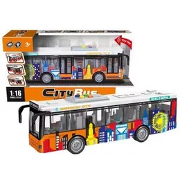 Kids Toy Model Battery Operated Plastic Friction City Sightseeing Bus With Light Sound (0577)