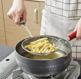 big size Stainless Steel Filter Mesh Oil Pot Food Filter Cookware Colander Fried Filter Kitchen Strainer Baking Cooking Tool