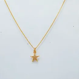 22kt Plated 1mm Box  Chain With Small Star Pendant  for Women.