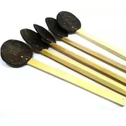 Coconut Shell Spoons Kitchen Traditional Wooden 03PCS