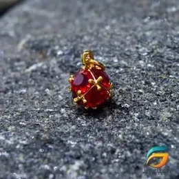 Vintage Garnet Solitaire with Four Diamonds on a Braided Pendant Guarantee Fashion Design for Women.