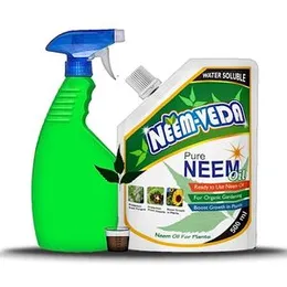 Home-Secure Neem Veda Pure Neem Oil for Spray on Plants Garden and Farming | Organic Cold Pressed Water Soluble Natural Pest Repellent (with spray bot