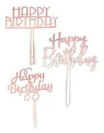 Party Cake Decoration Cake Topper Plastic Rose Gold Happy Birthday