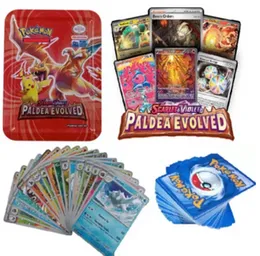 Pokémon New Scarlet & Violet 40/62/74 Pokemon Cards Pack in Attractive Tin Box- Paldea Evolved / Paldean Fates / Faille Paradoxes
