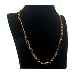 Gold Plated 05mm Plain Link Chain Guaranteed 18 inch Short Stylish Design For Women.