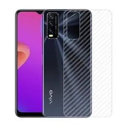 Vivo Y20 Ultra Thin Fit Transparent Carbon Fiber Film Phone Case Wrap Screen Protector 3D Back Skin Ultra Thin Protective Film Anti Scratch Back Stick