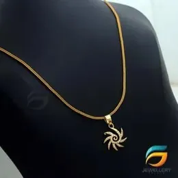 Gold Plated Chain With Pendant 18/24 inch 02MM Fox Chain with Star Sun Theme Pendant Necklace for Ladies & Girl.