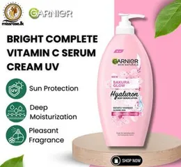 Garnier Sakura Glow Pinkish Radiance Body Serum Milk UV Whitening