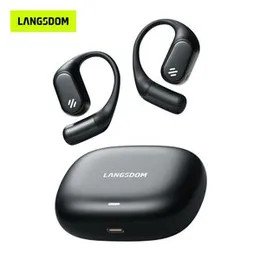 Langsdom TE09 Wireless Sport Earbuds – Open-Ended Bluetooth Earphones Black & White
