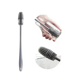 Silicone Cup Brush – Long Handle Glass Cleaner & Bottle Scrubber for Kitchen Wineglass and Cup Cleaning